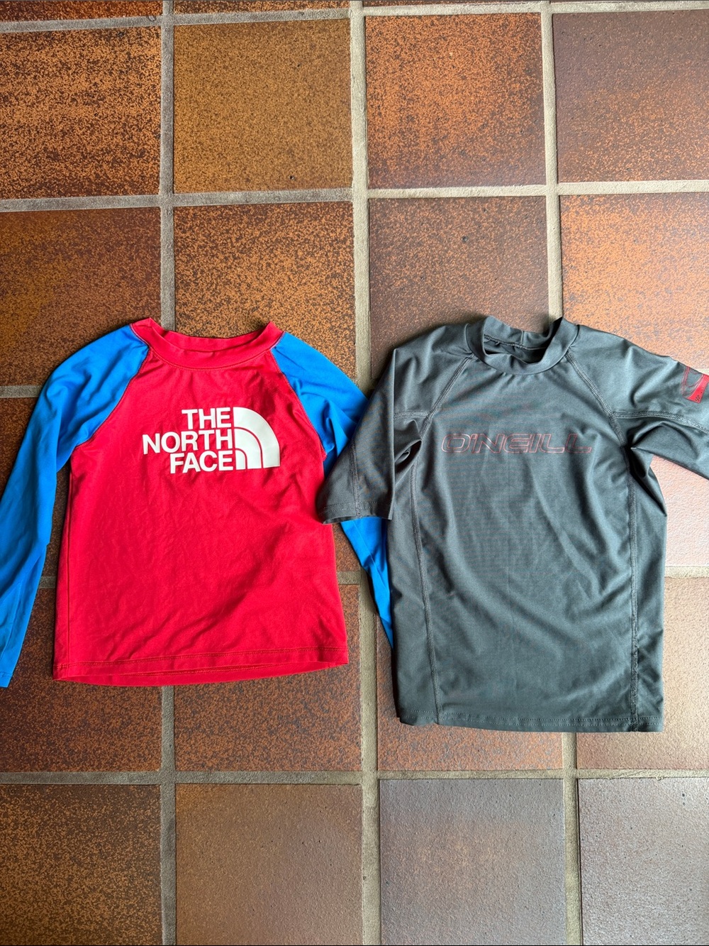 The North Face Red and Blue Long-Sleeve Swim Shirt